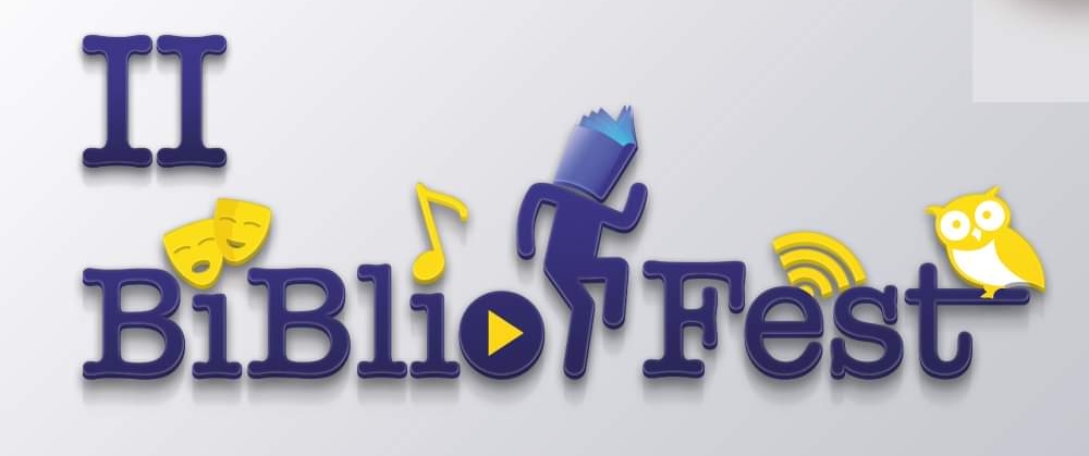 Imagem do título 'Segunda BiblioFest' ilustrada com elementos culturais